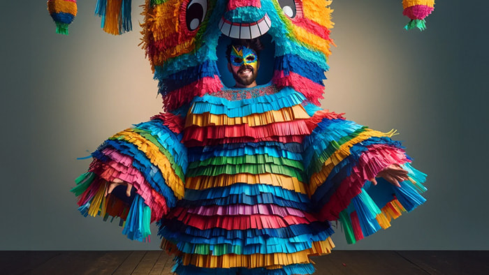 A man dressed as a piñata