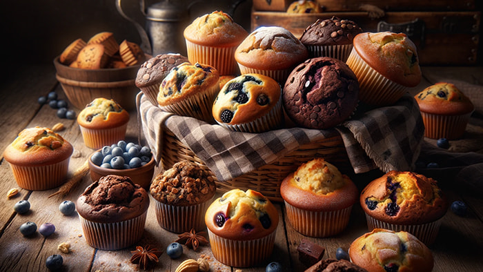 A variety of freshly baked muffins