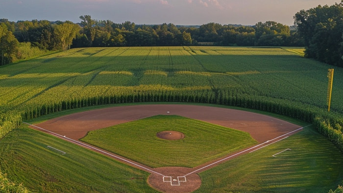 Baseball field in a cornfield