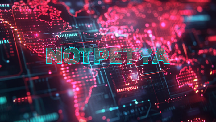 Illustration showing the global impact of the NotPetya cyber attack